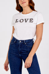 "Love" Embellished T-Shirt
