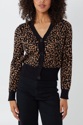 Cropped Leopard Cardigan