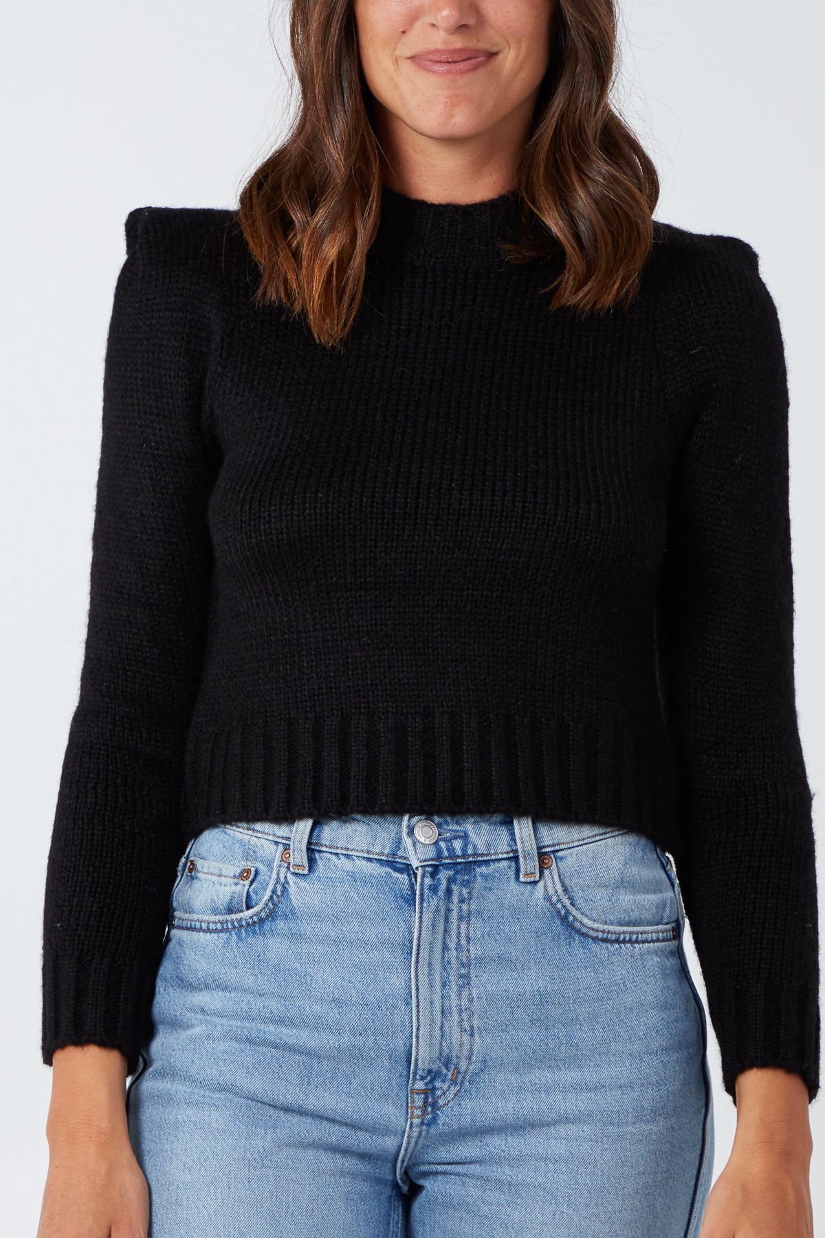 Black Cropped Padded Shoulders Look Jump