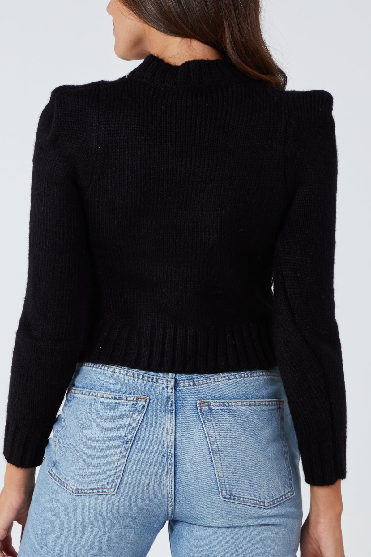 Black Cropped Padded Shoulders Look Jump