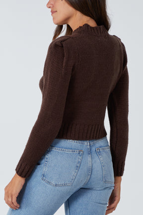 Chocolate Cropped Padded Shoulders Look