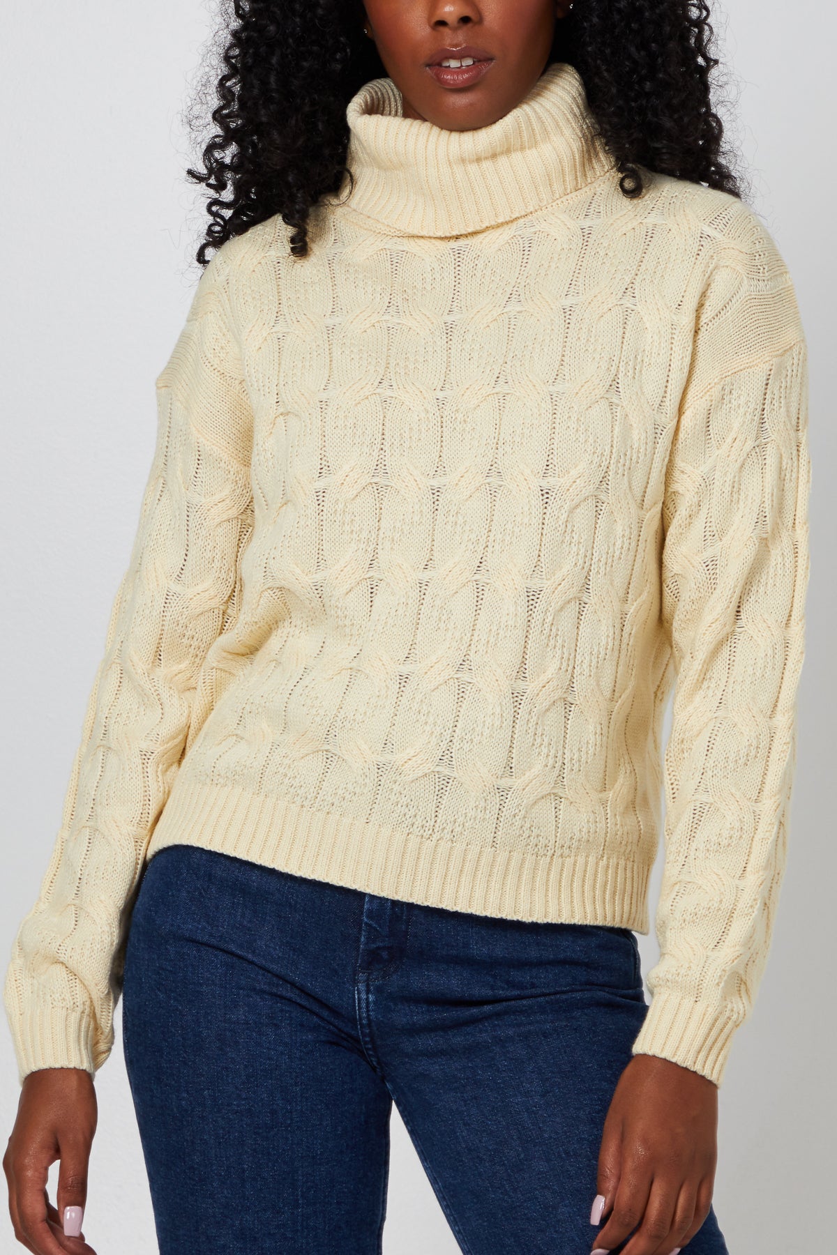 Roll Neck Cable Knit Jumper