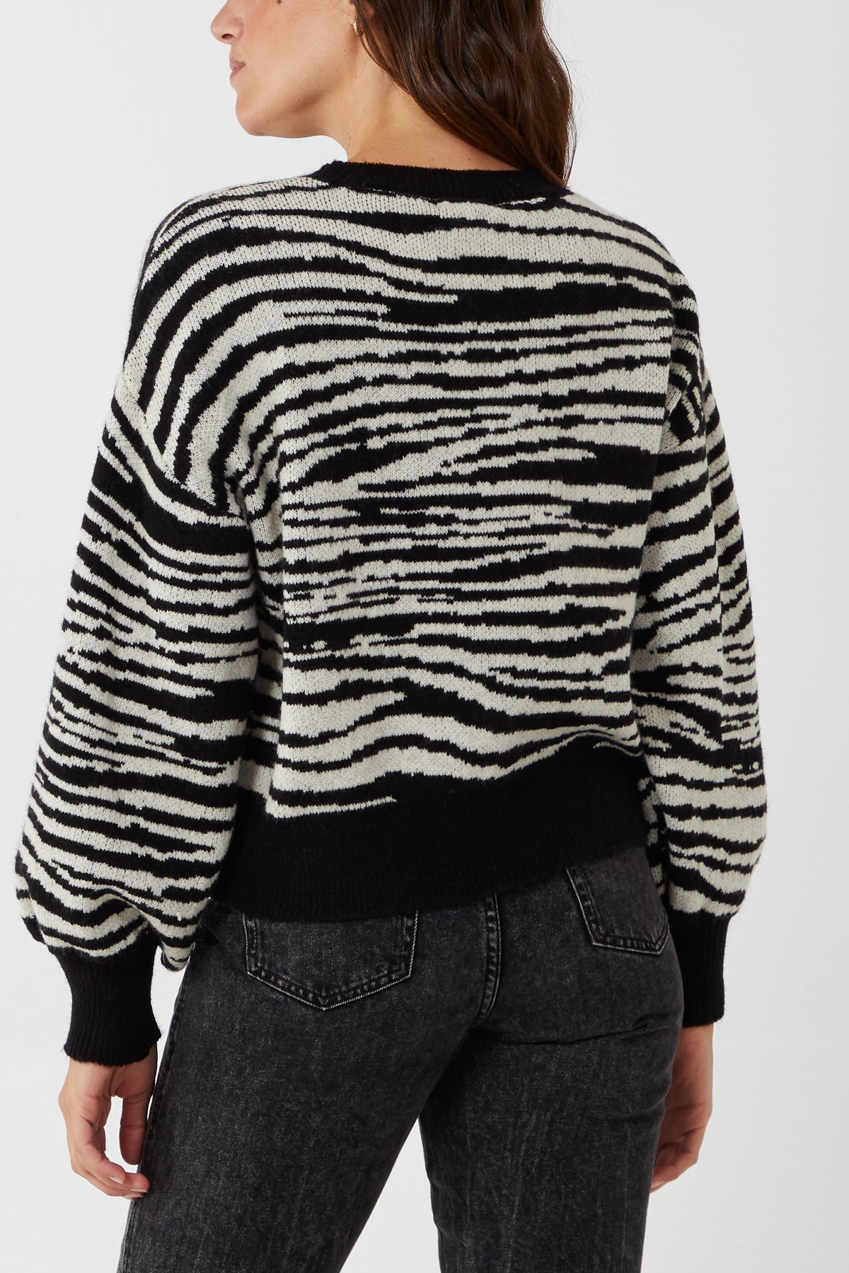 Horizontal Zebra Print Knitted Jumper