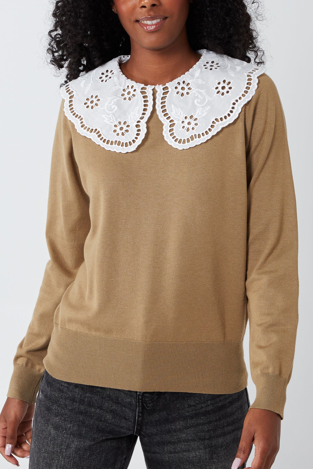 Lace Collar Pullover Jumper