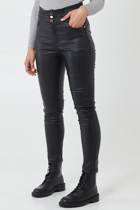 Coated High-Rise Jeans