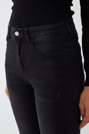 Raw Edge Flared Jeans