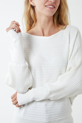 Bishop Sleeve Ribbed Top