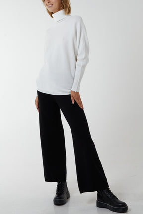Roll Neck Ribbed Batwing Jumper