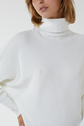Roll Neck Ribbed Batwing Jumper