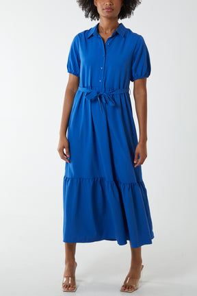 Belted Tiered Maxi Dress
