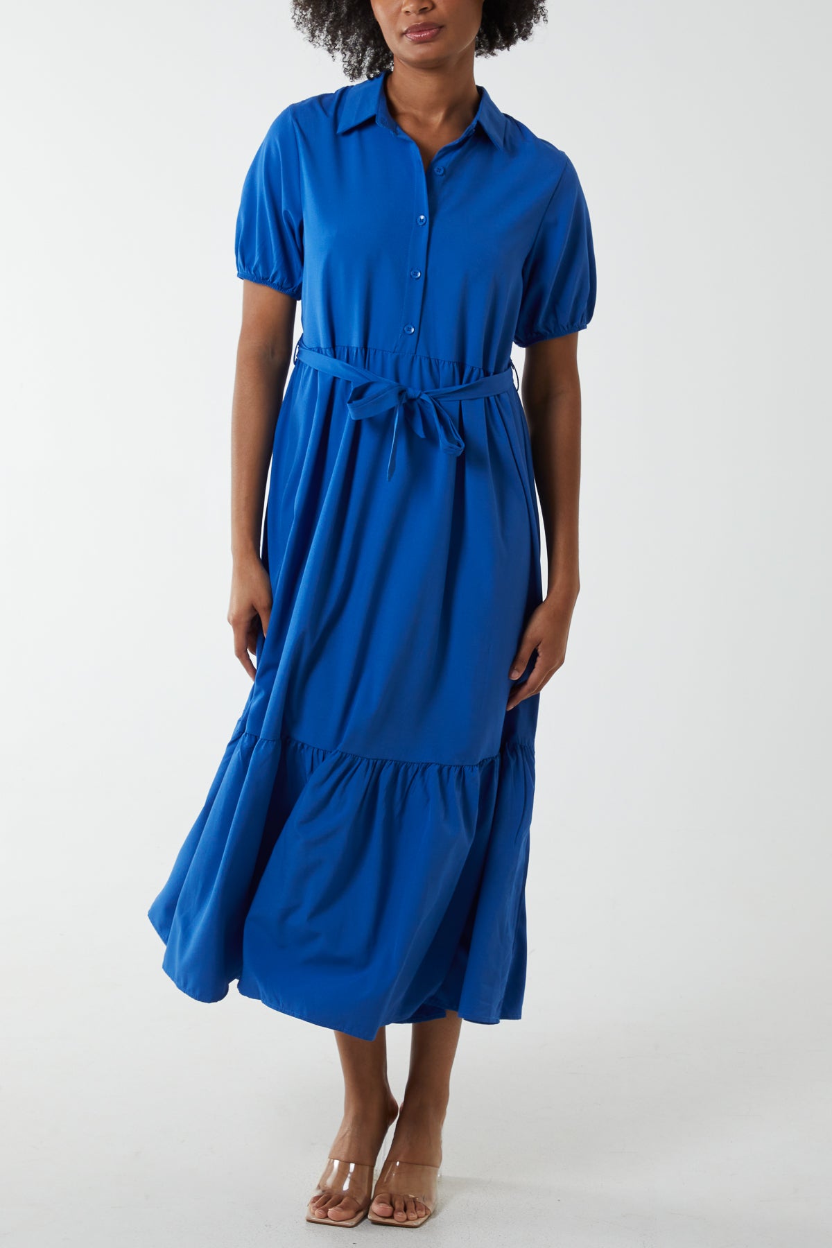Belted Tiered Maxi Dress
