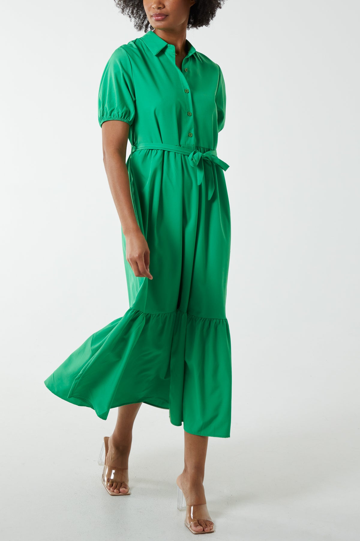 Belted Tiered Maxi Dress