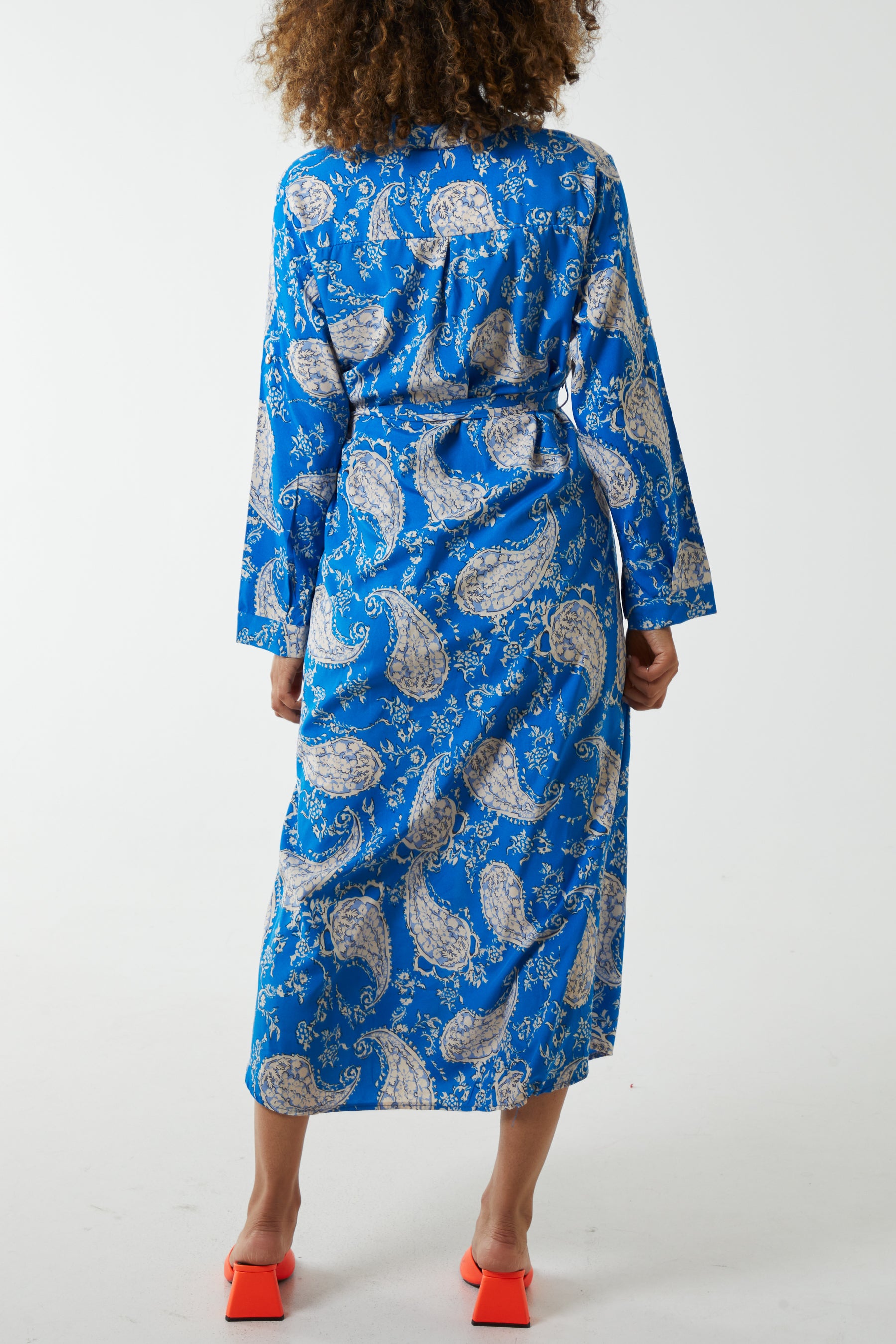 Paisley Print Belted Maxi Dress