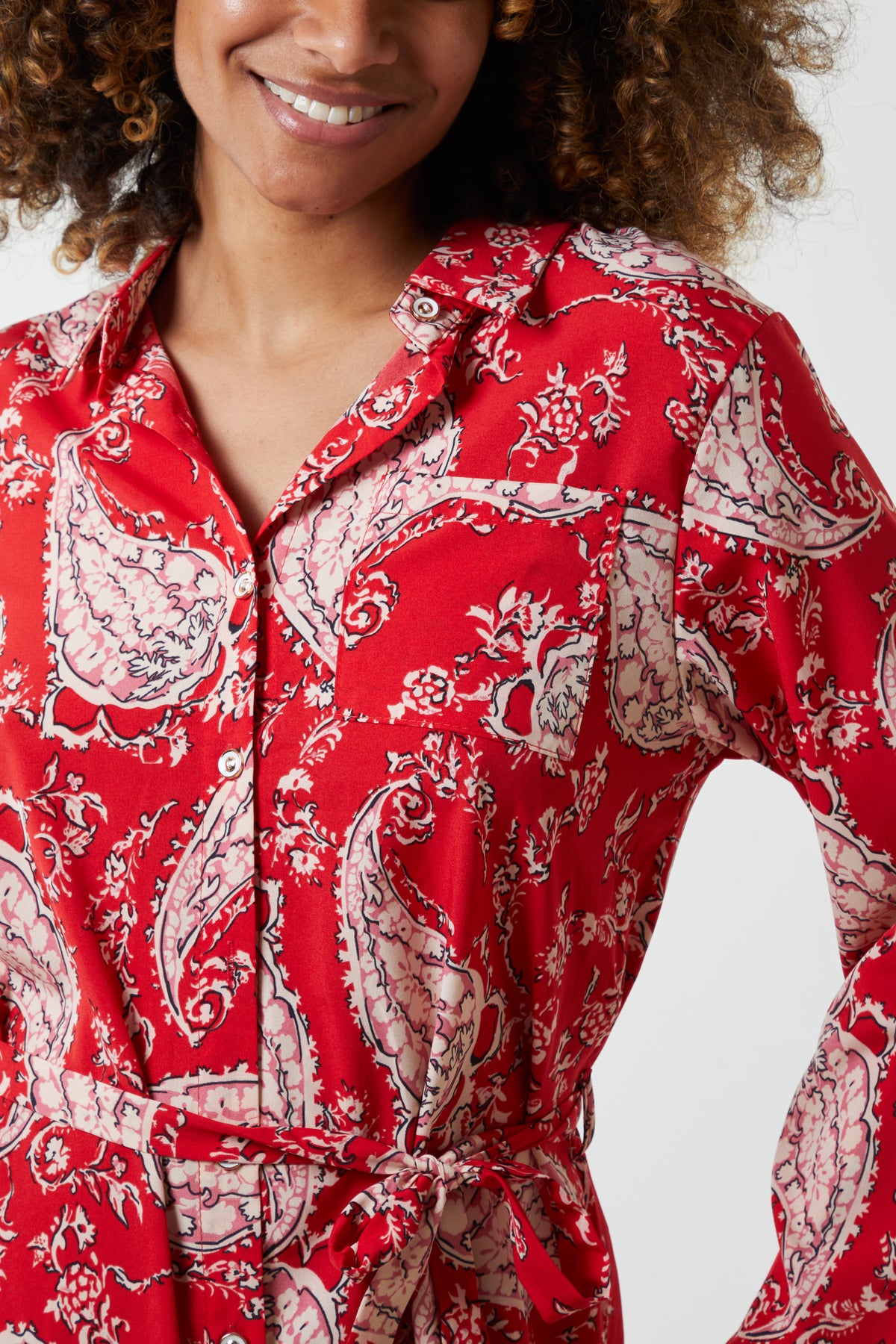 Paisley Print Belted Maxi Dress