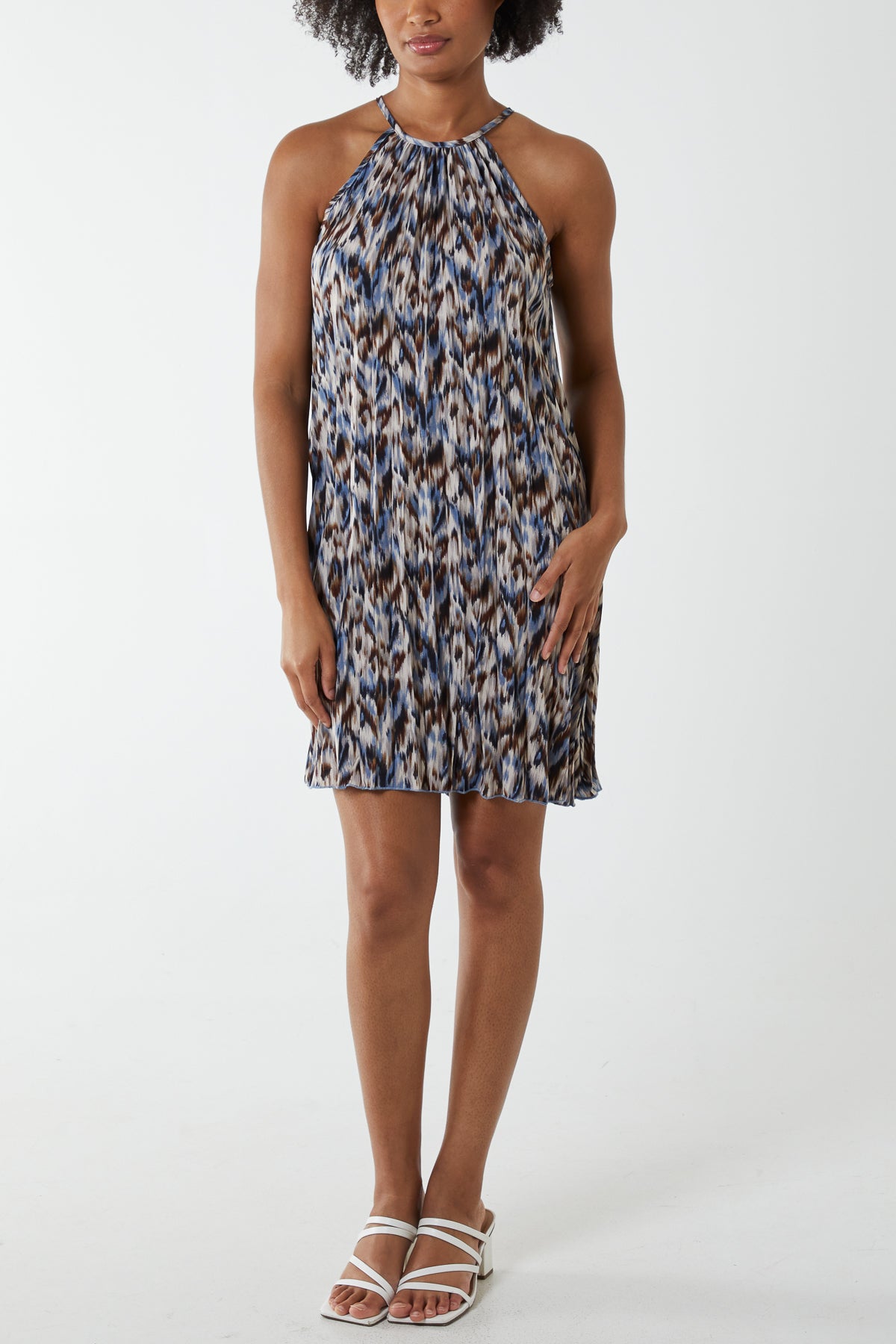 Abstract Leopard Halterneck Mini Dress