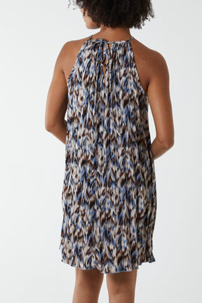 Abstract Leopard Halterneck Mini Dress