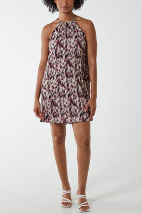 Abstract Leopard Halterneck Mini Dress