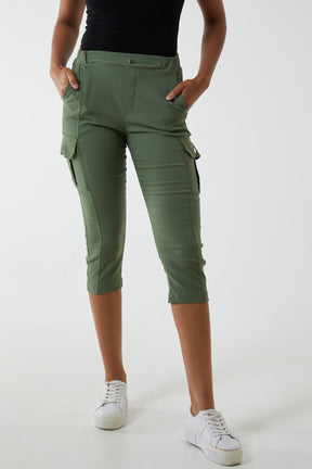 Seam Detail Cropped Cargo Trousers