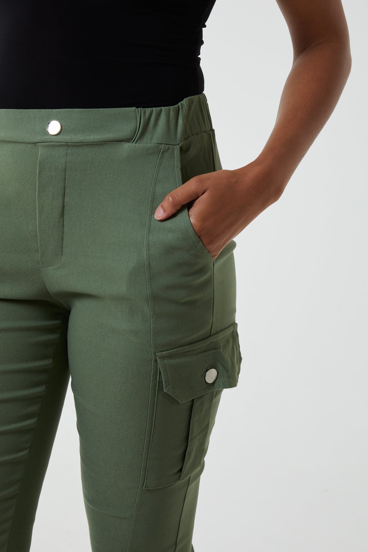 Seam Detail Cropped Cargo Trousers