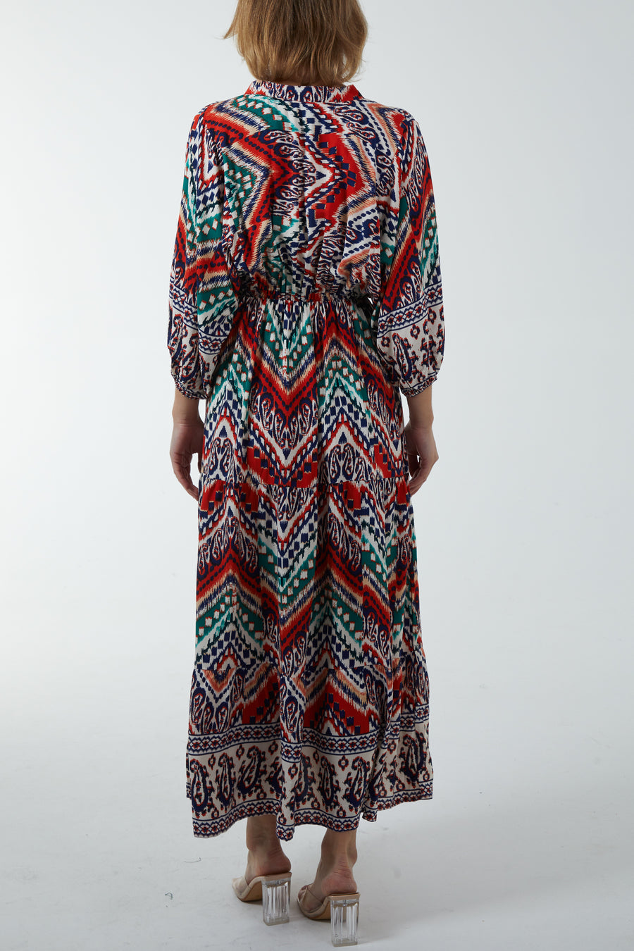 Aztec Cheesecloth Tiered Mini Dress