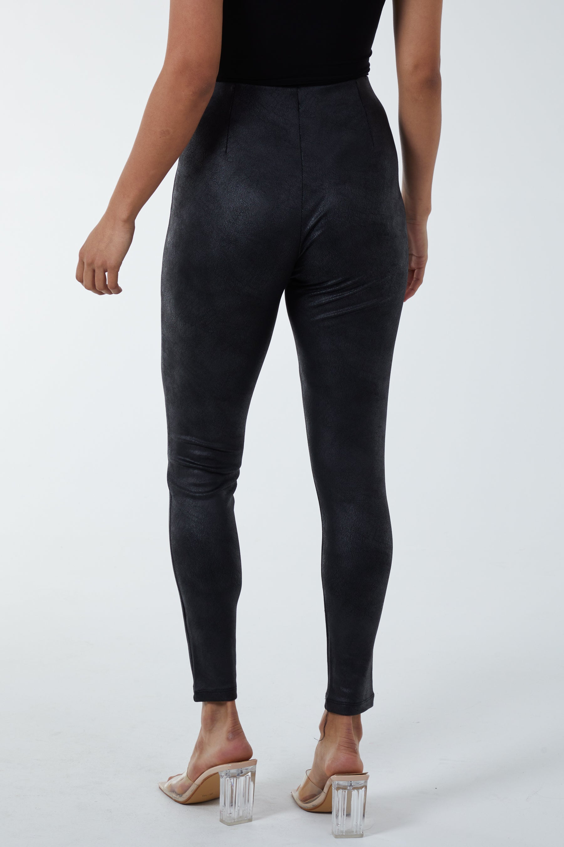 Seam Detail Leather Look Leggings