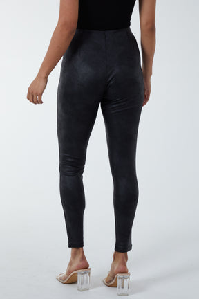 Seam Detail Leather Look Leggings