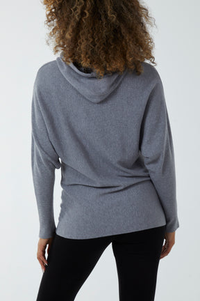 Ribbed Batwing String Hoodie