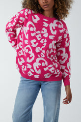 Abstract Animal Scoop Neck Jumper