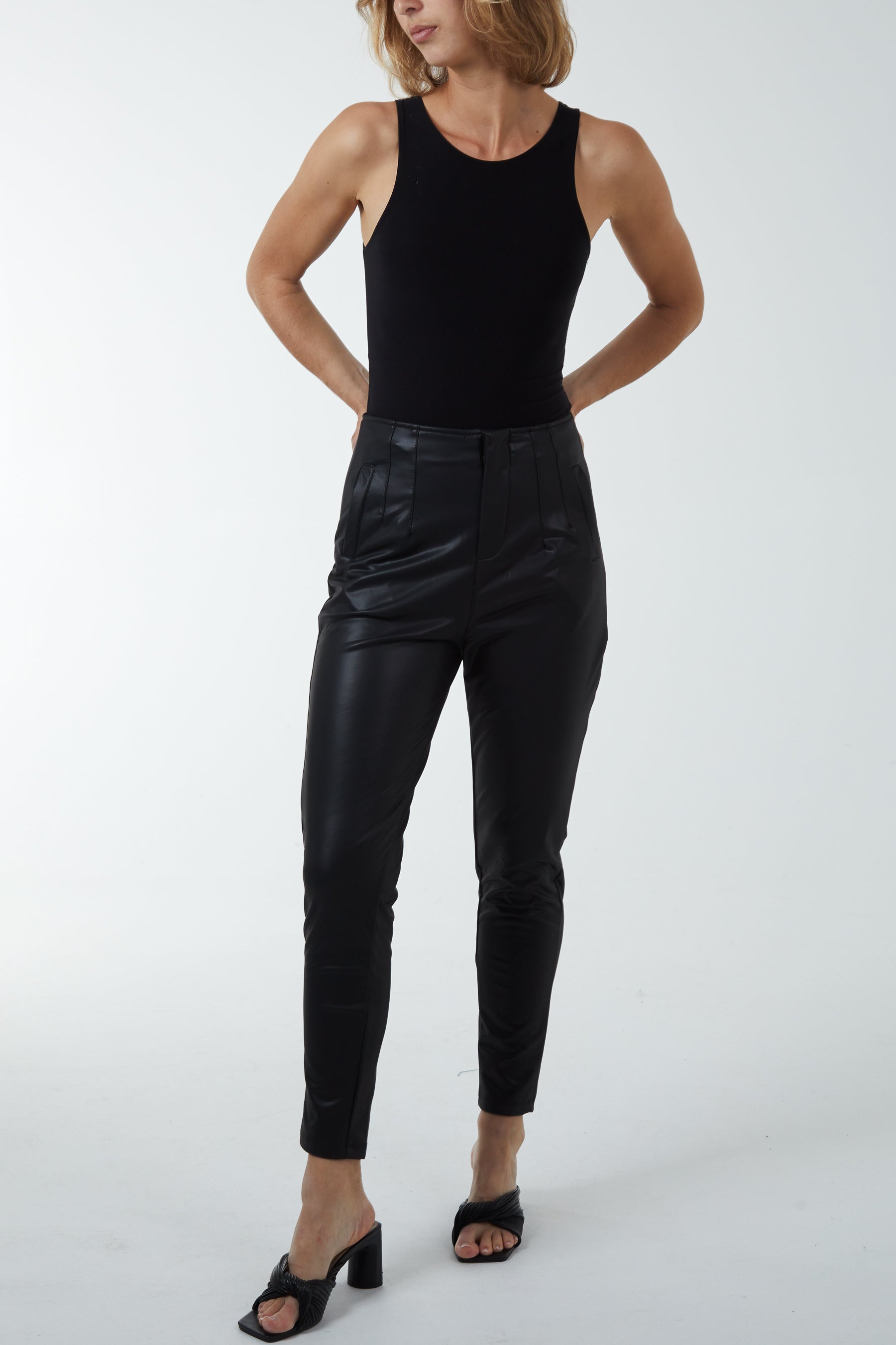 Matte Faux Leather Tailored Trousers