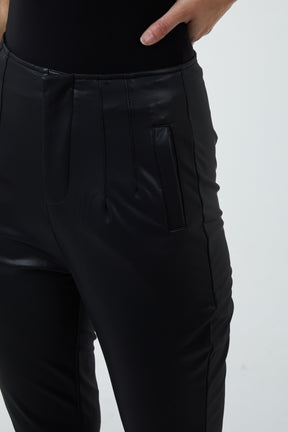 Matte Faux Leather Tailored Trousers
