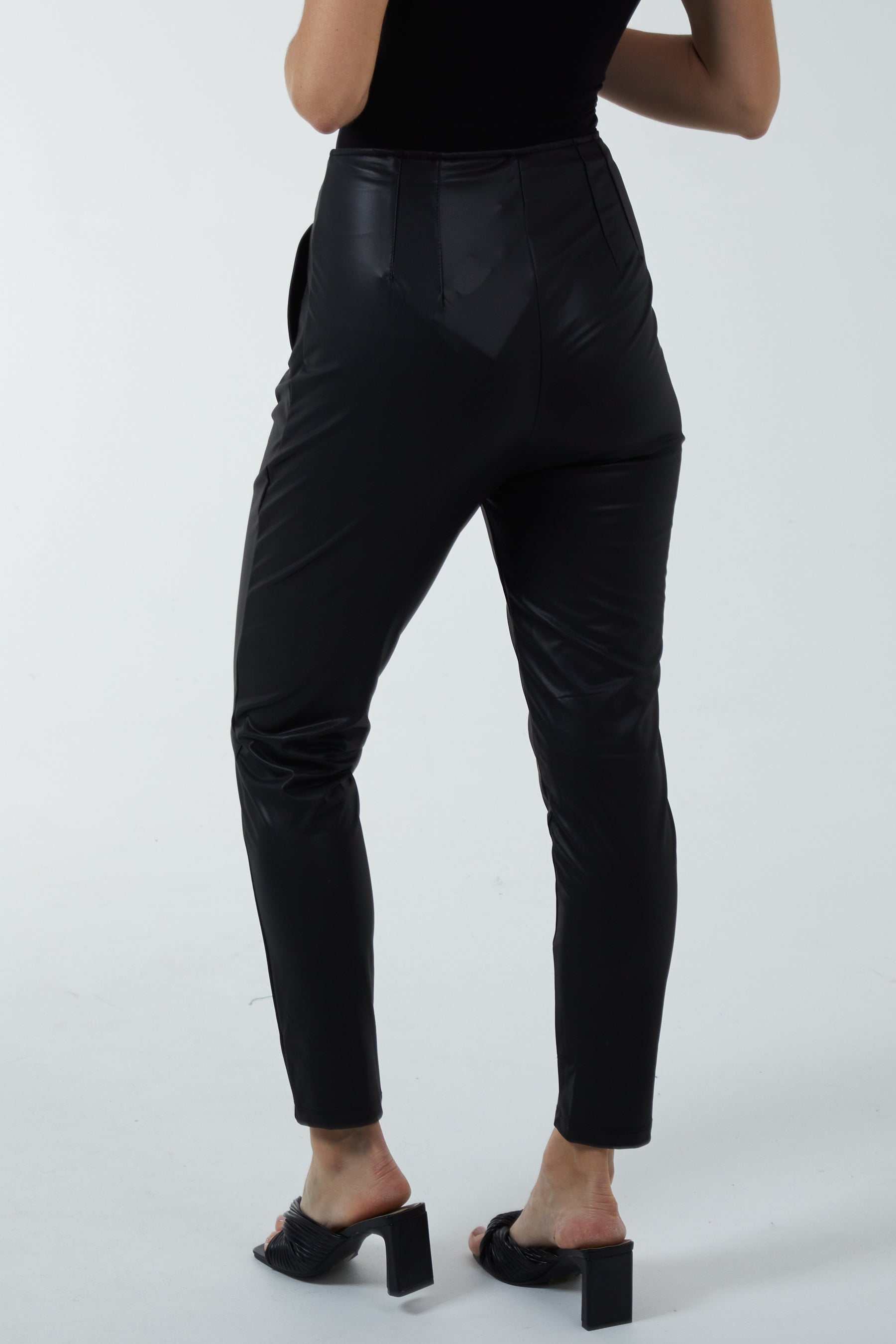 Matte Faux Leather Tailored Trousers