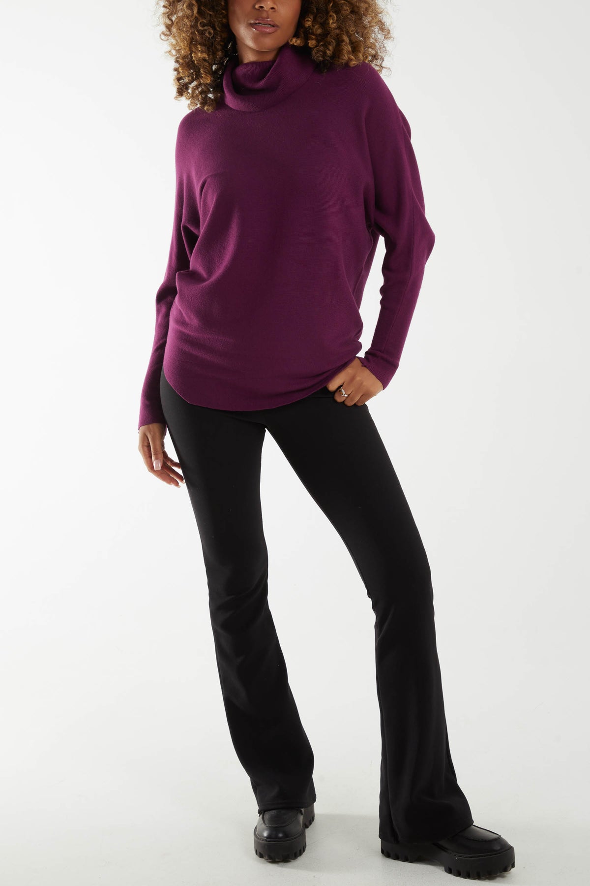 Soft Knit Large Roll Neck Batwing Jumper