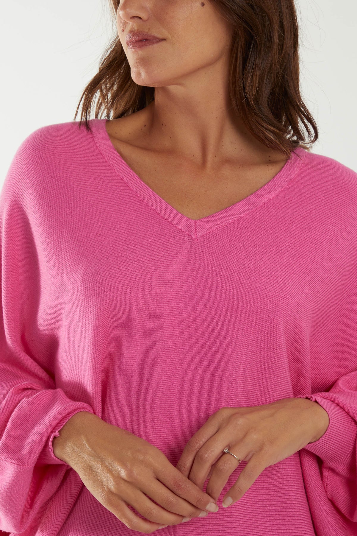 V-Neck Relaxed Fit Batwing Sleeve Jumper