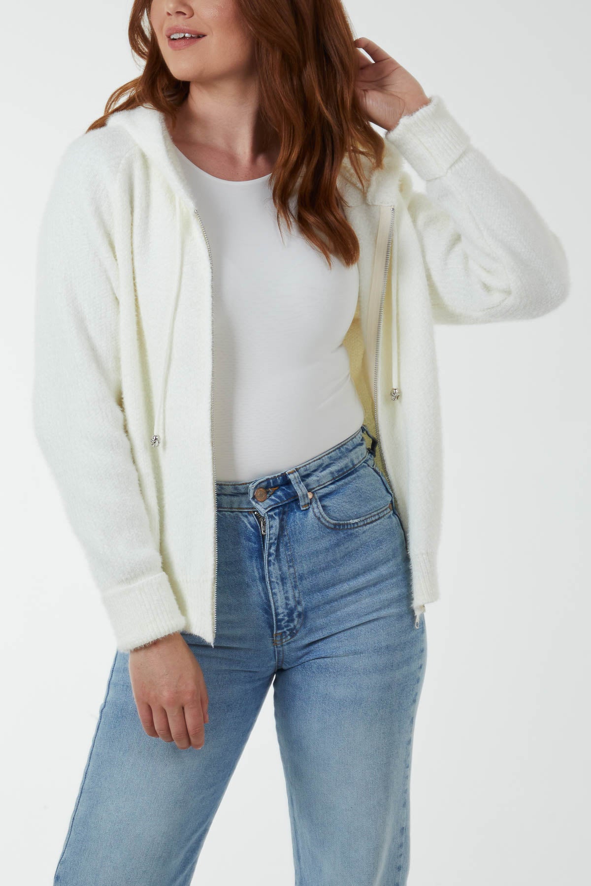 Fluffy Knit Zip Up Hoodie