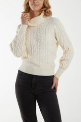 Cable Knit Roll Neck Jumper