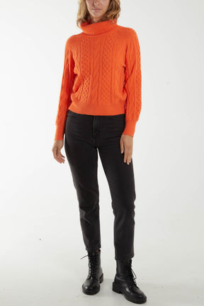 Cable Knit Roll Neck Jumper