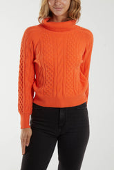 Cable Knit Roll Neck Jumper