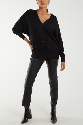 Relaxed Fit V-Neck Pocket Cardigan