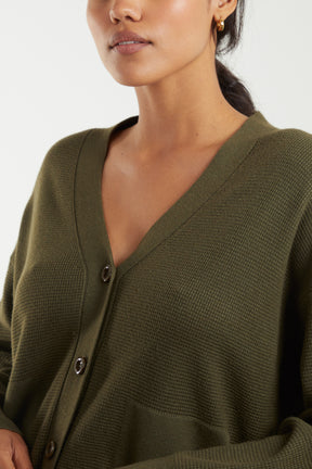 Relaxed Fit V-Neck Pocket Cardigan