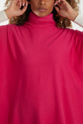 Roll Neck Button Detail Poncho