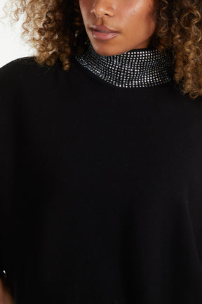 High Neck Diamante Collar Jumper