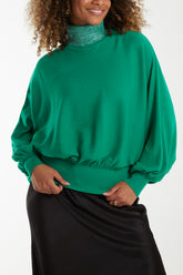 High Neck Diamante Collar Jumper