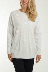 Soft Knit Fluffy & Diamante Spot Top