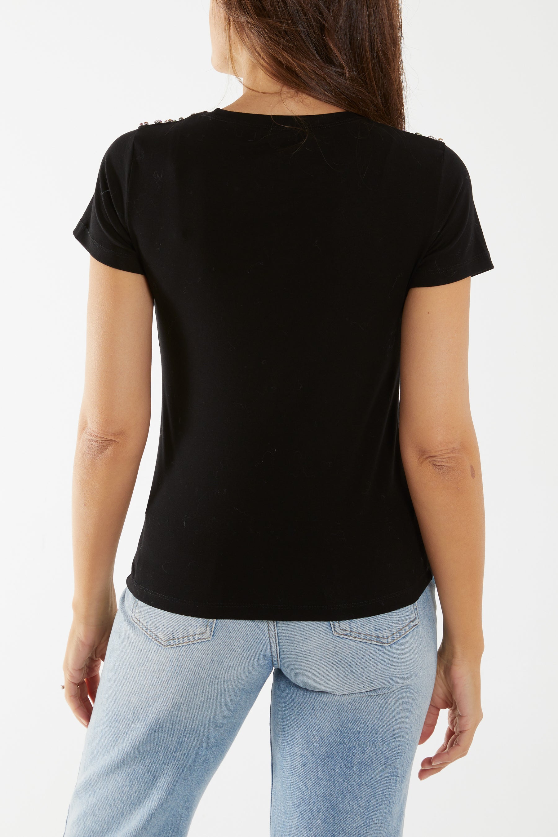 Multi Colour Sequin Shoulder T-Shirt