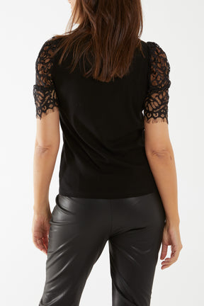 Lace Sleeve T-Shirt