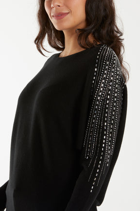 Diamante Sleeve Embellished Jumper