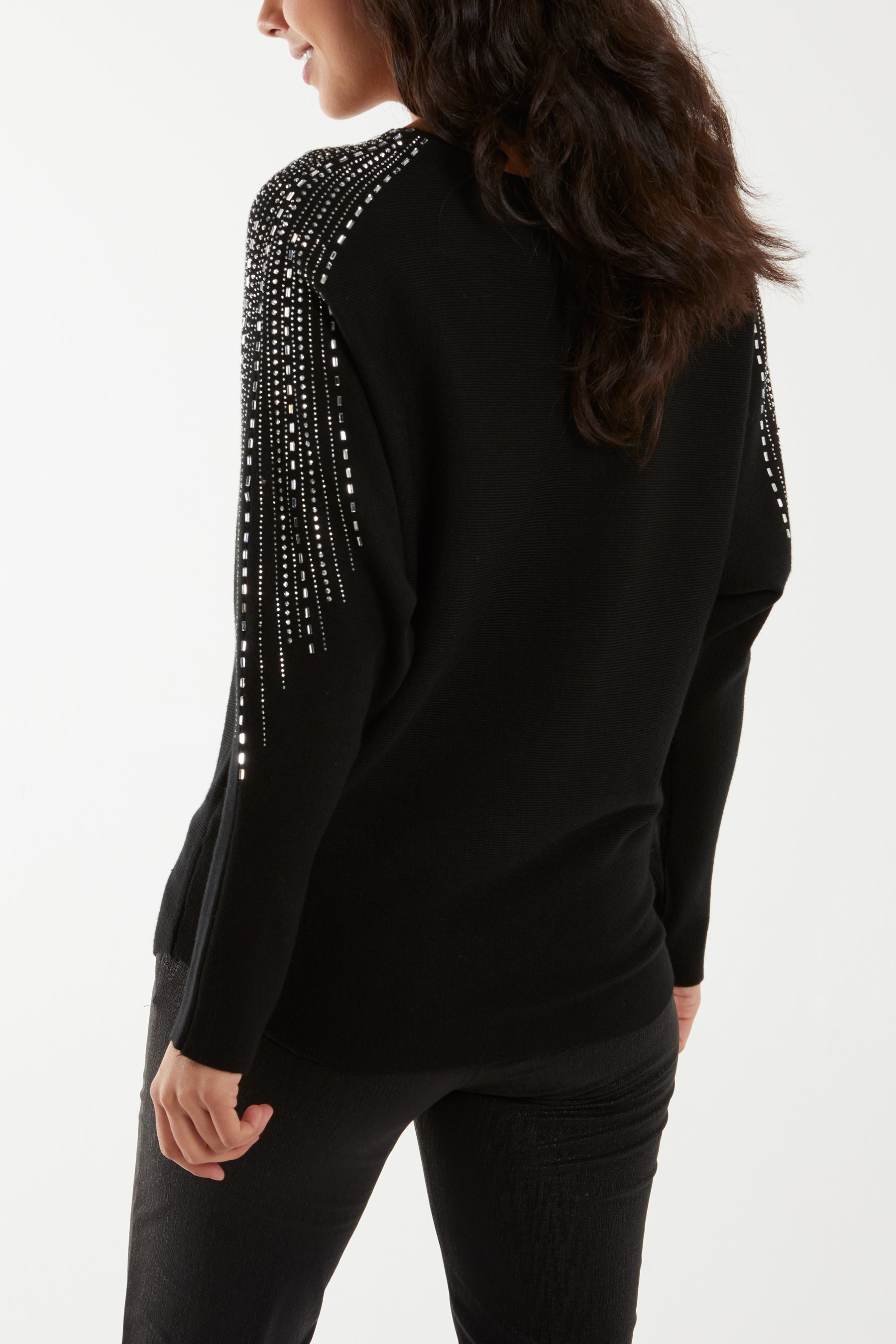 Diamante Sleeve Embellished Jumper