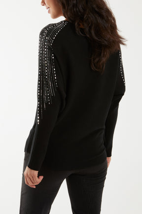 Diamante Sleeve Embellished Jumper