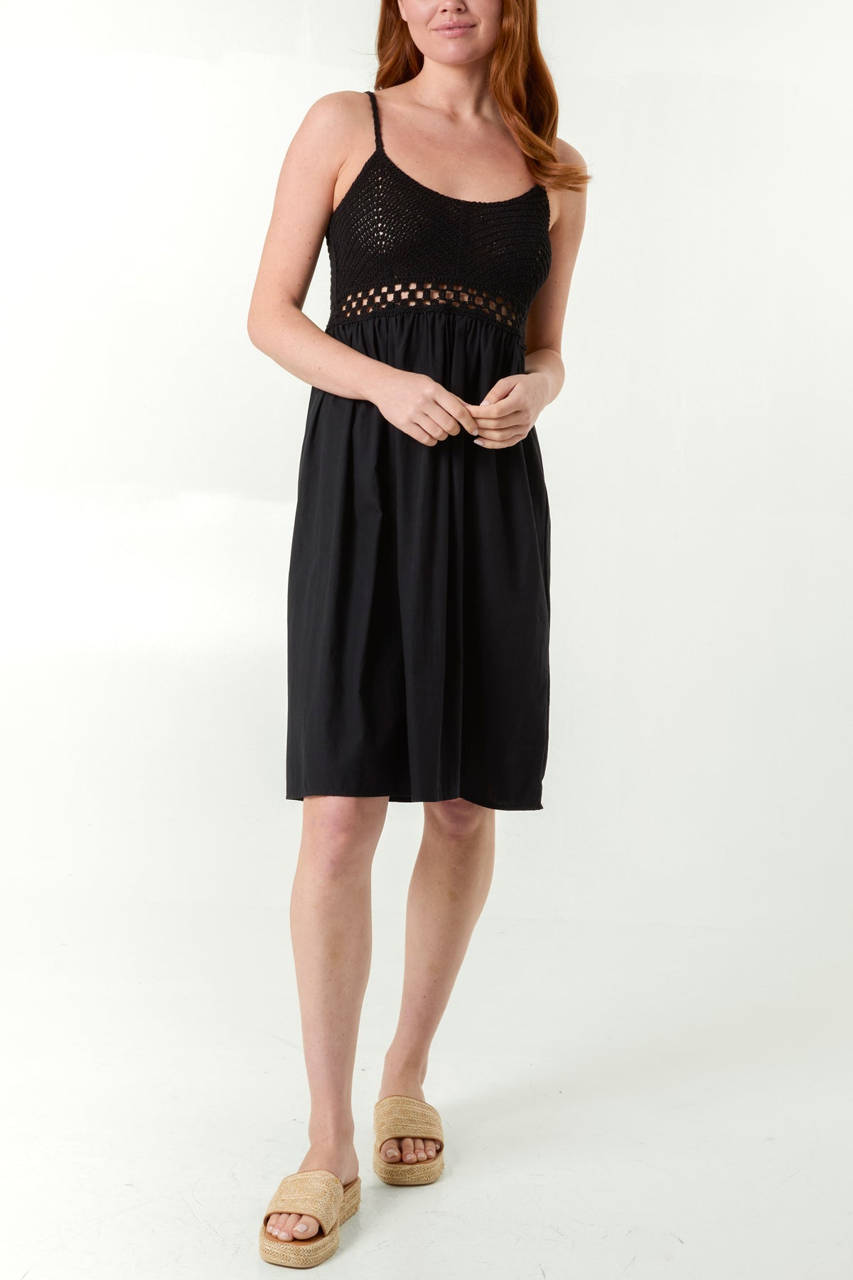 Crochet Detail Midi Dress