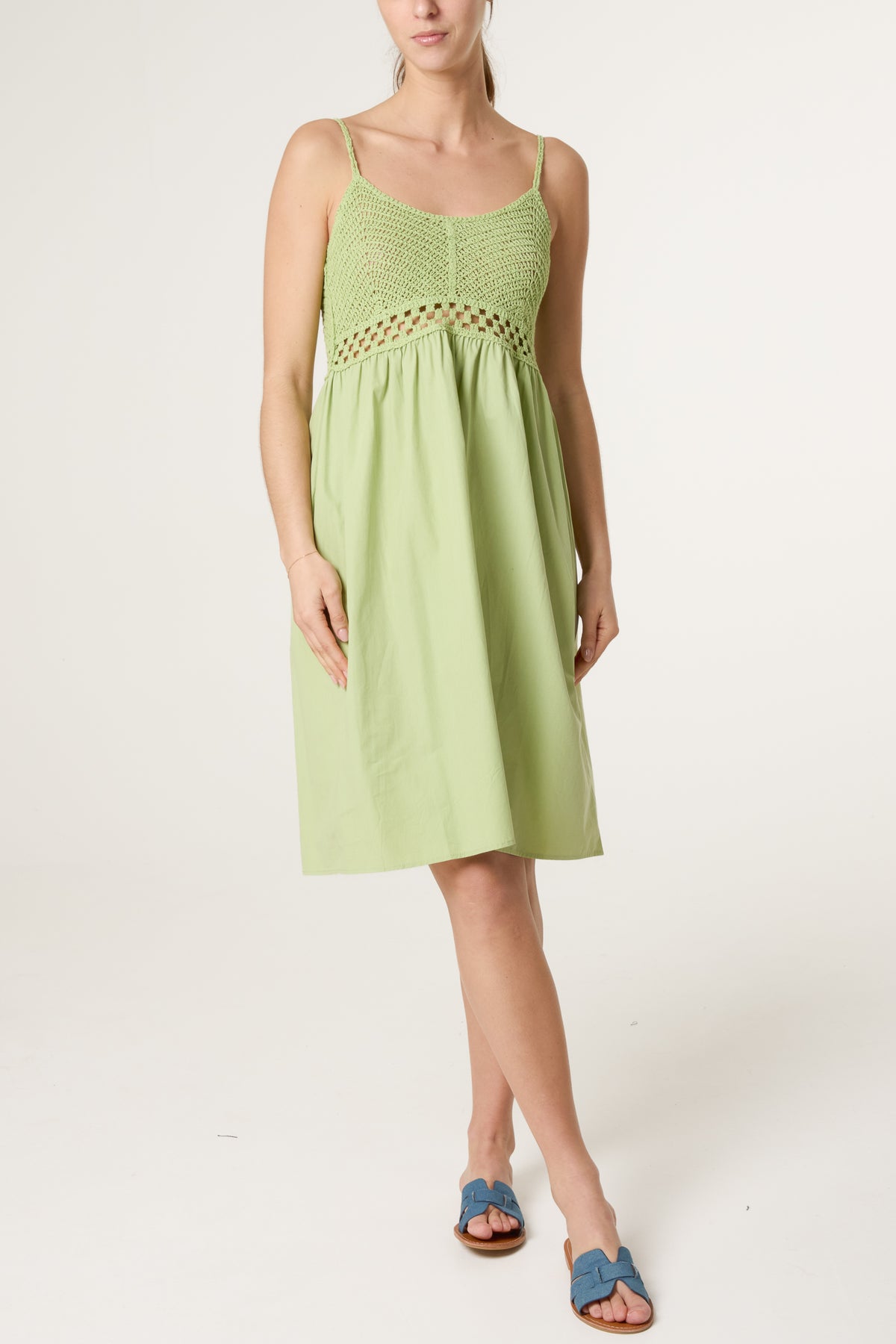 Crochet Detail Midi Dress